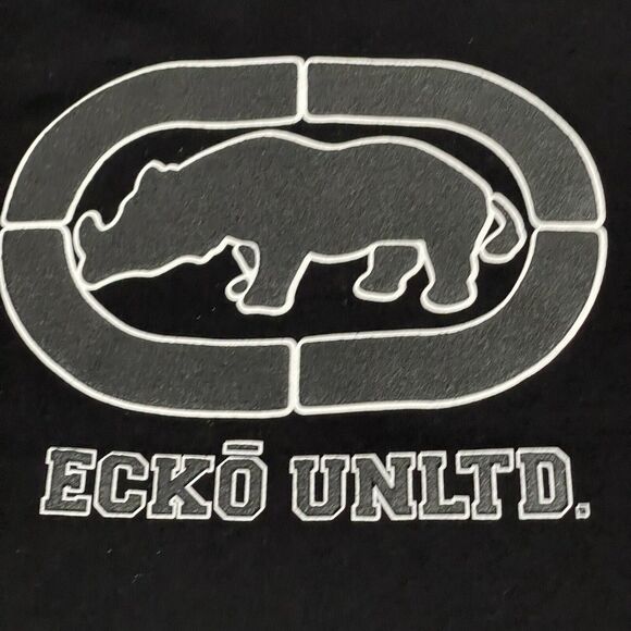 ECKO Shirt Mens Medium Black Graphic Embossed Rhino Logo Short Sleeve - Picture 2 of 6